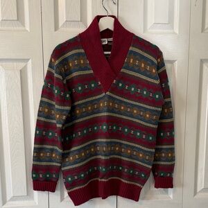 Vintage Suburbans Multicolor V-neck Sweater Sz S